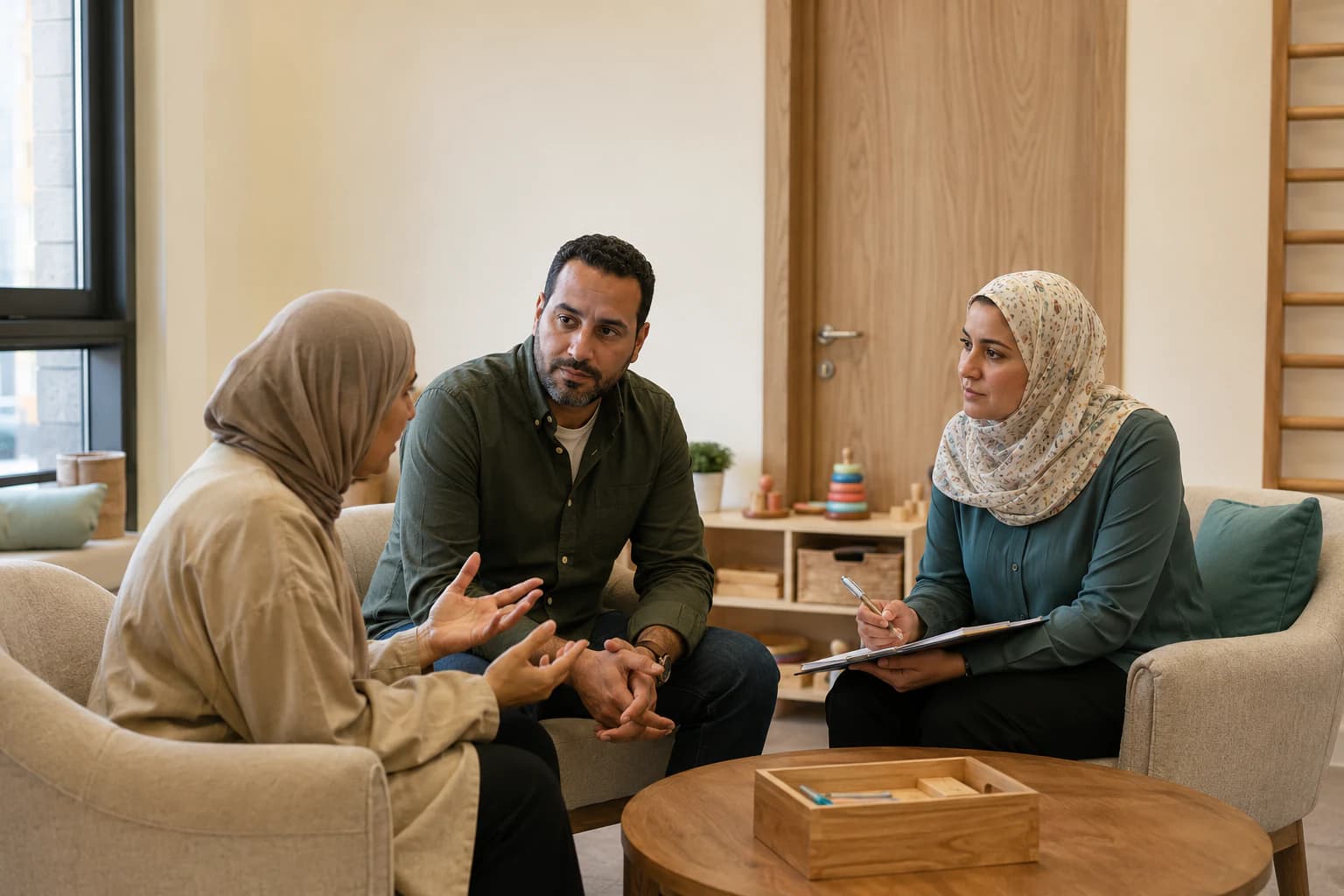 مشهد توضيحي لخدمة تدريب الأسرة والدعم الأسري في BENE