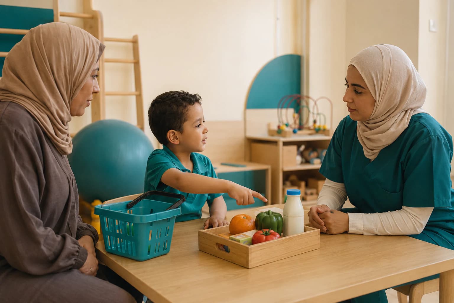 مشهد توضيحي لخدمة التخاطب وتنمية اللغة في BENE